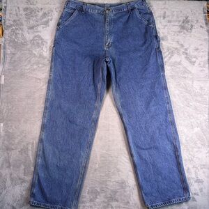 Carhartt Loose Fit Cargo Jeans Men's 40x34 Blue Denim B13 DPS Carpenter Utility